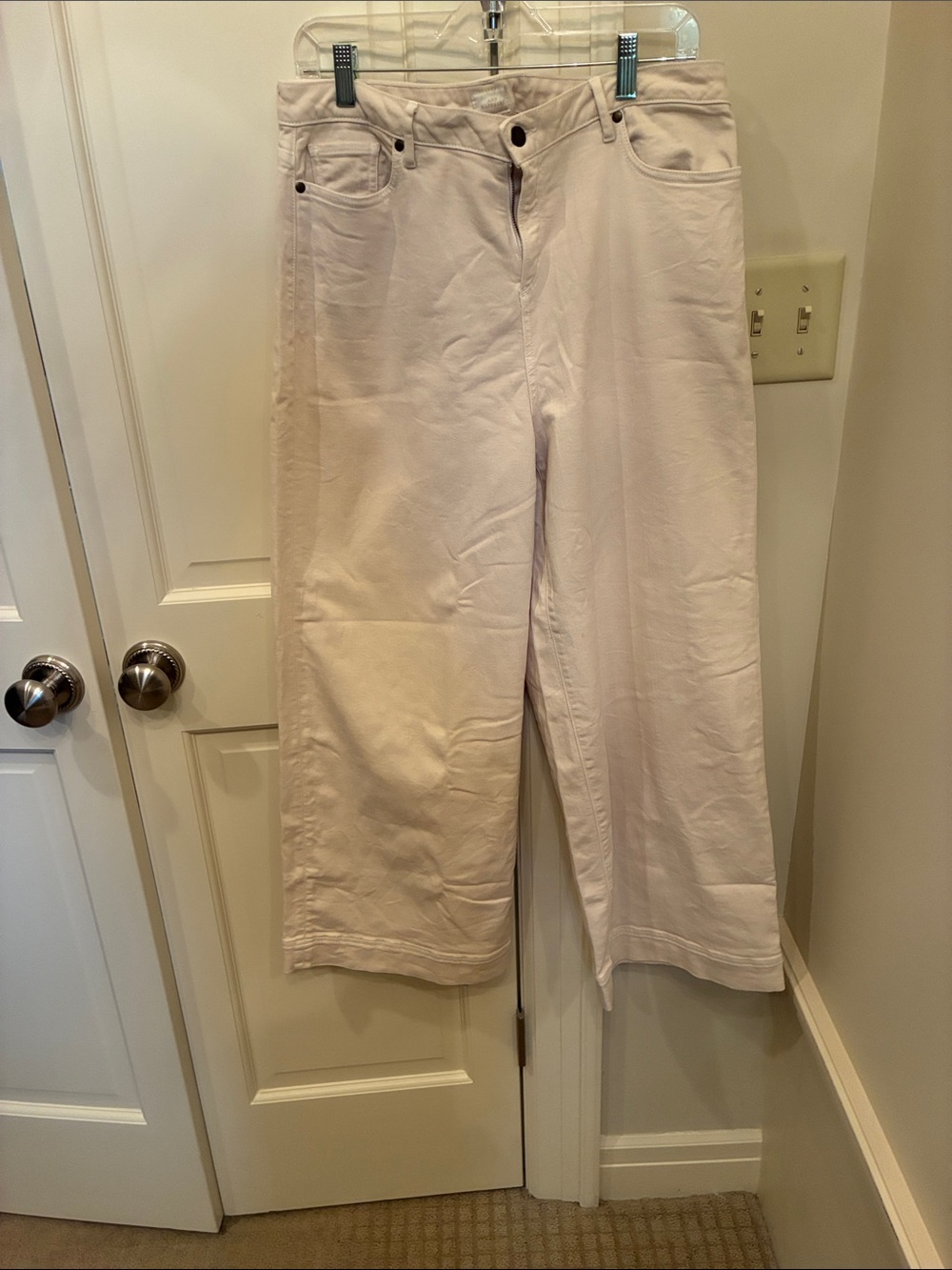 Ann Mashburn cream wide leg jeans